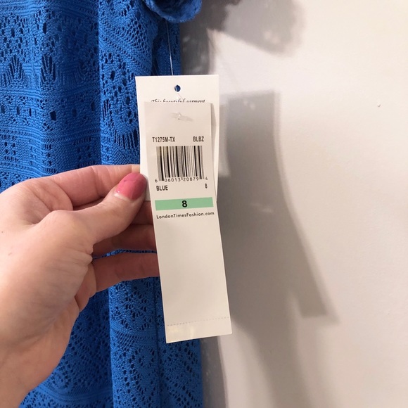 NWT London Fog Eyelet Dress blue sz 8 - Picture 7 of 8